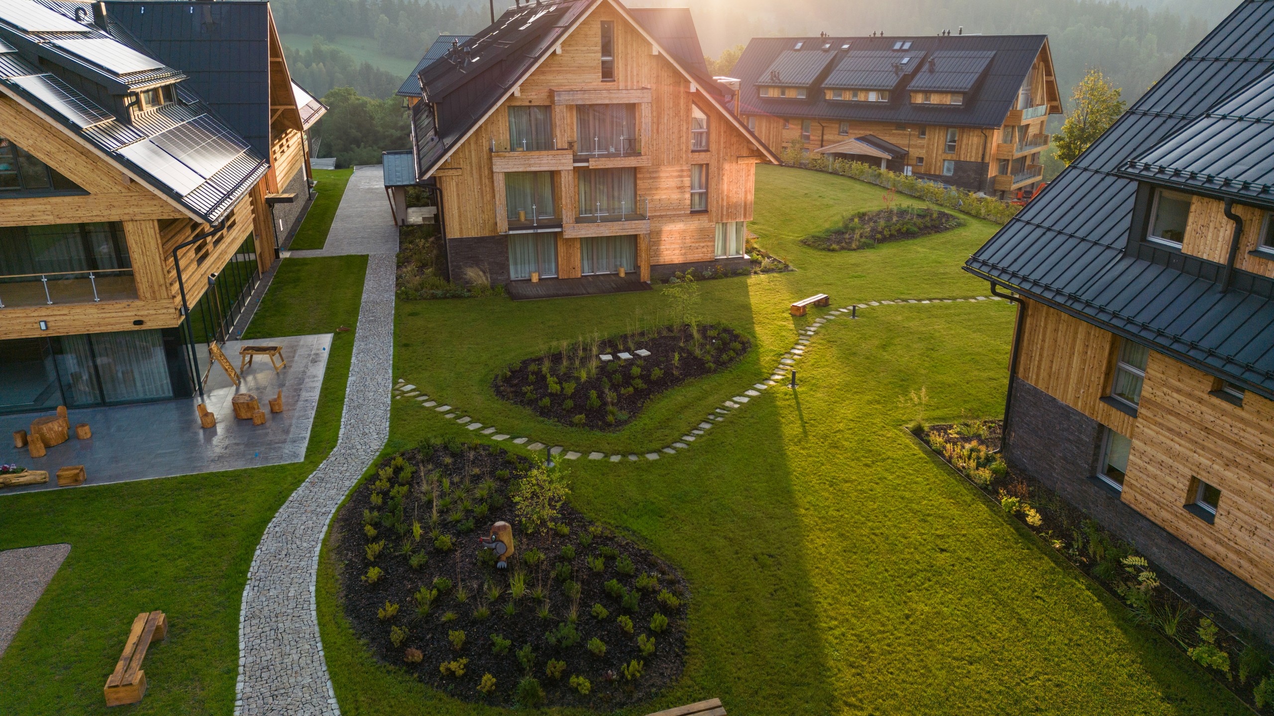 Architektura Krkonoše apartmány ubytování. Aldrov resort apartmány